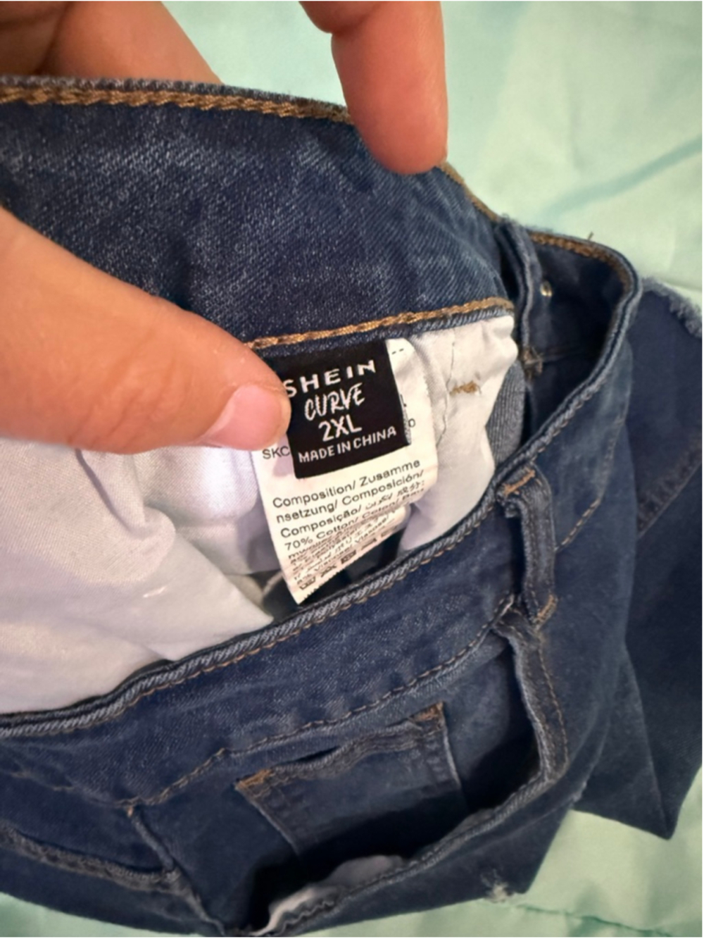 Women's SHEIN Curve Distressed Denim Mini Skirt 2XL Blue - Picture 3 of 3